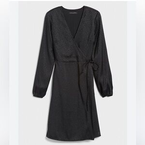 Banana Republic jacquard leopard print wrap dress Black Size 8